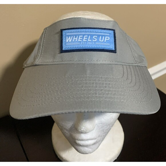 Wheels Up Visor Gray Adjustable Nylon Hat Patch Front - Picture 1 of 8